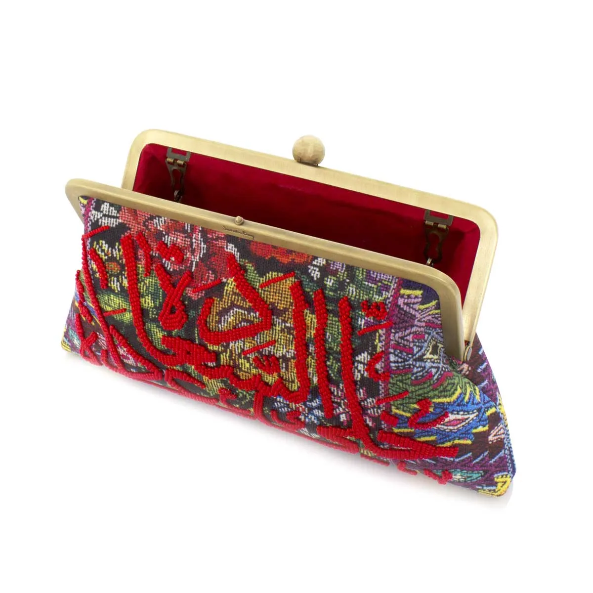 RED CALLIGRAPHY ON FLORAL CLASSIC BAG