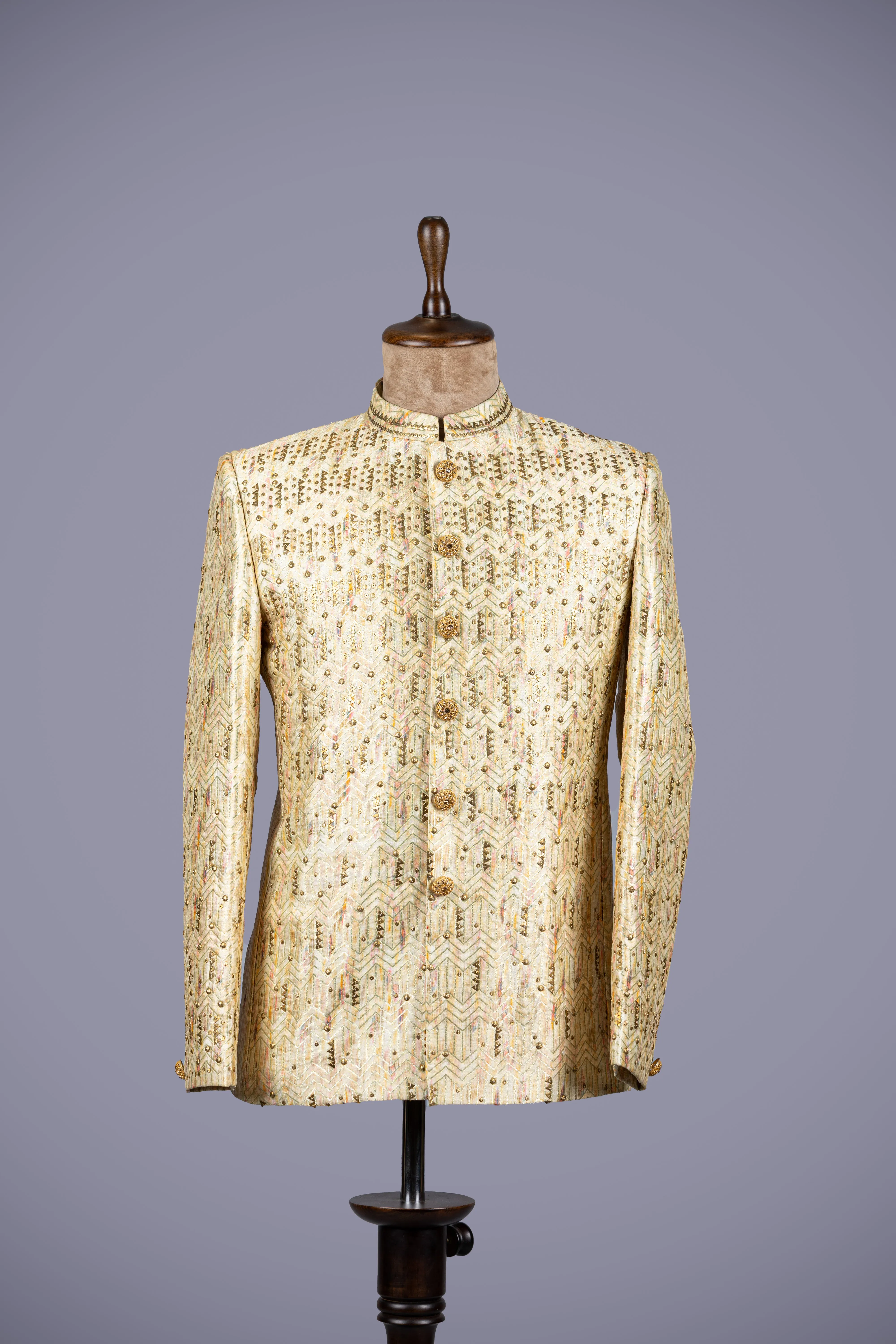 Regal Gold Jodhpuri with Exquisite Gotta Patti Work