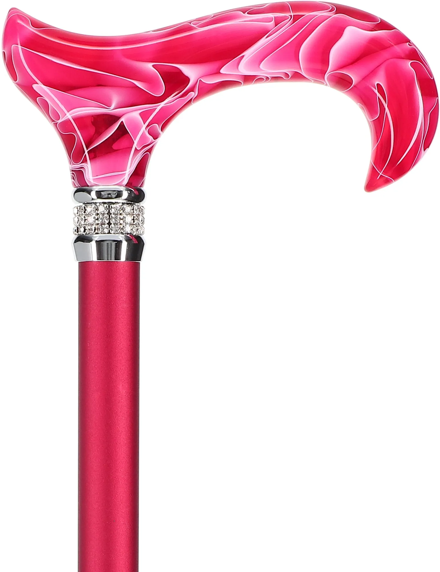 Rhinestone Designer Cane: Vibrant Magenta Red Exquisite Pearlz