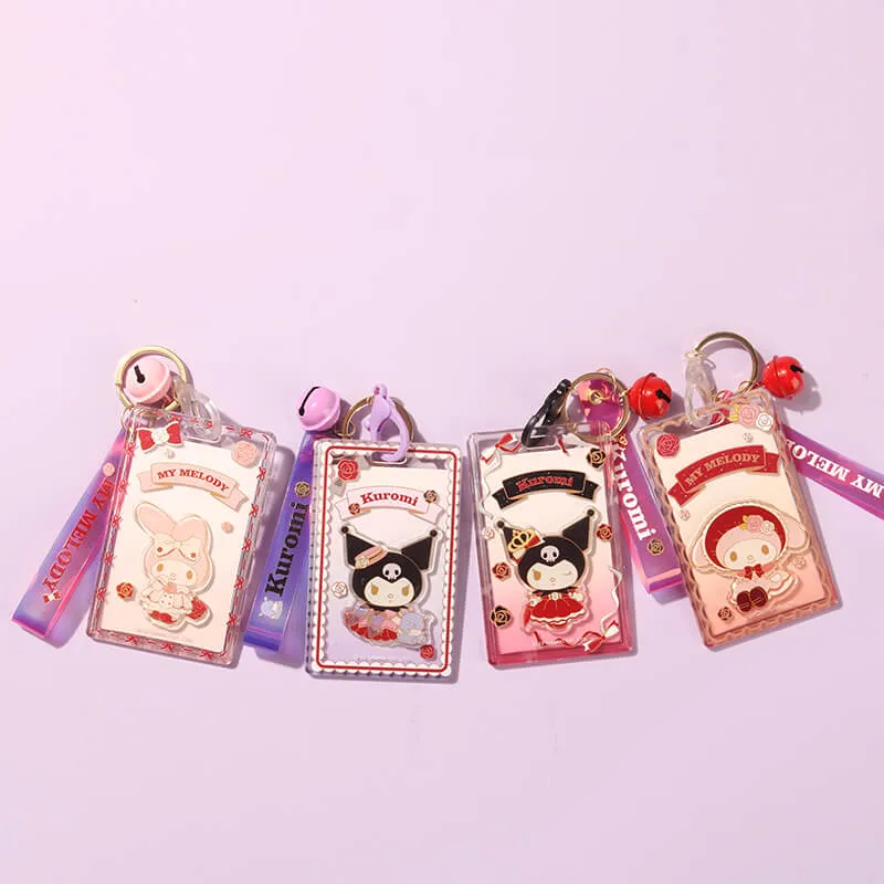 Sanrio Rose Kuromi / Melody Card Holder Keychain