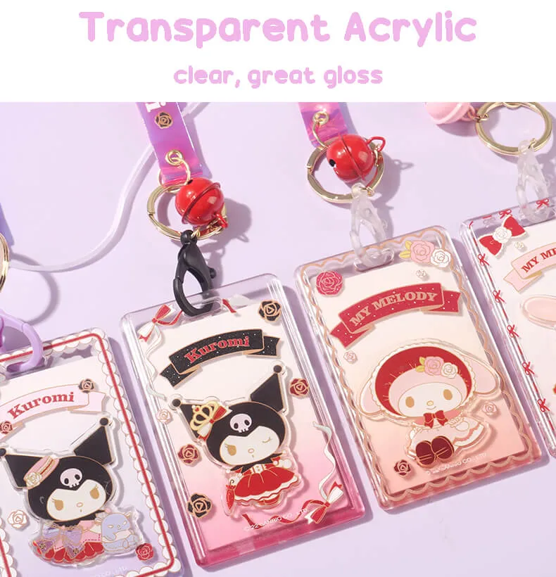 Sanrio Rose Kuromi / Melody Card Holder Keychain