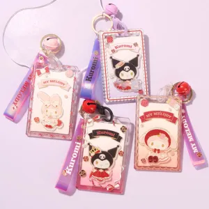 Sanrio Rose Kuromi / Melody Card Holder Keychain