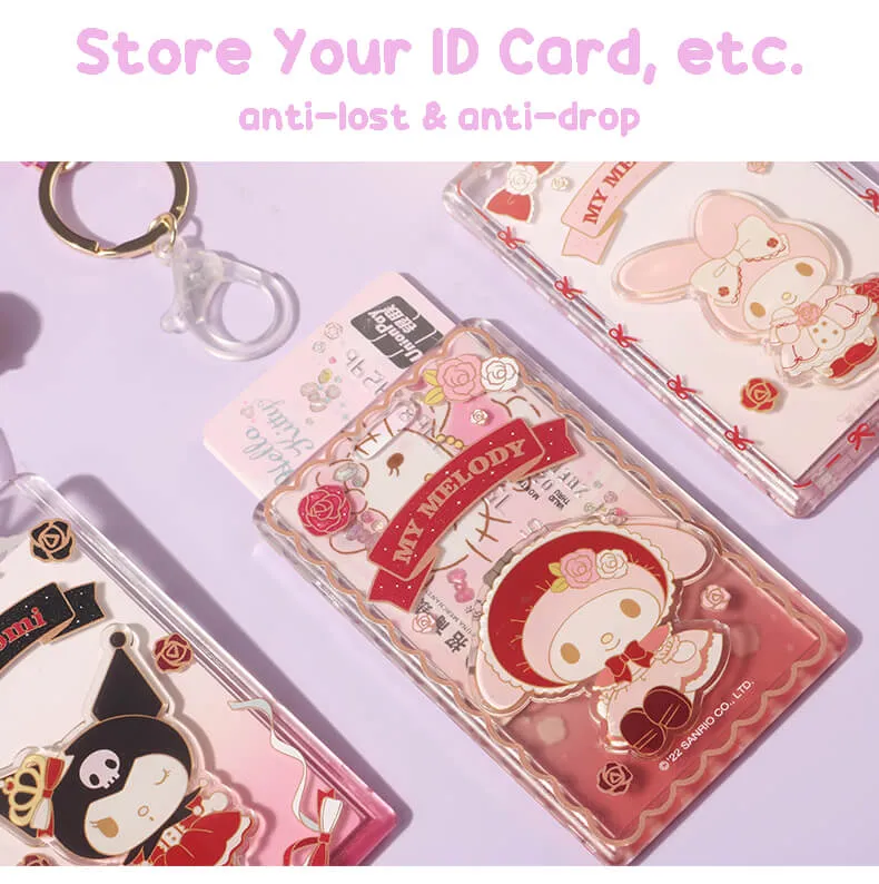 Sanrio Rose Kuromi / Melody Card Holder Keychain