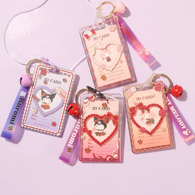 Sanrio Rose Kuromi / Melody Card Holder Keychain